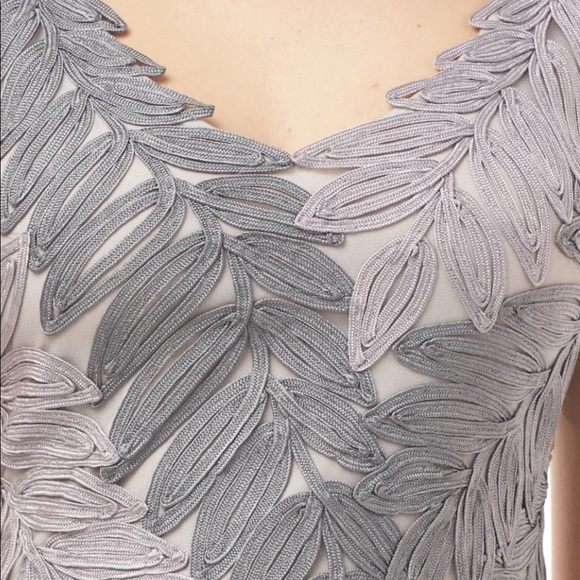 JS Collections Soutache Embroidered Leaf Gown in Navy/Cloud - Picture 6 of 16